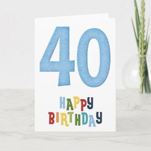 Cartão 40ª Placa de Aniversário Feliz Design 2