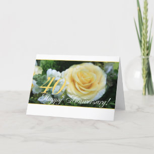 Cartão 40º Aniversário de Casamento - Rosa Amarela
