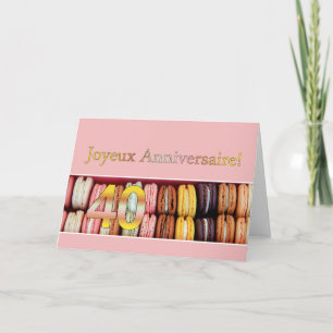 Cartão 40º aniversário francês Macaron-Joyeux Anniversair