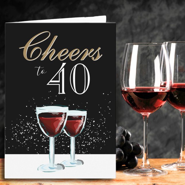 Cartão 40 aniversário de 40 anos de vinho tinto Elegante (Criador carregado)
