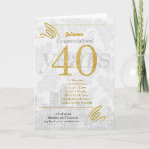 Cartão 40 anos de Elegância Comercial de Aniversário de F