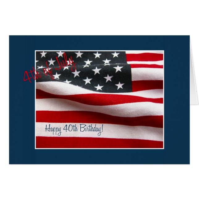 Cartão 40 de julho de aniversário (Frente Horizontal)