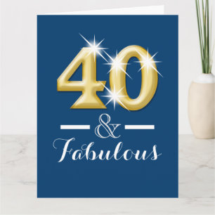 Cartão 40 e fabuloso aniversário de ouro azul