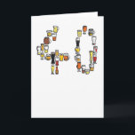 Cartão 40th birthday card, beer card<br><div class="desc">These greeting cards are inspired by my day dreams. I hope some of them suit your friends and family!
All the cards are my own designs,  mostly prints of my hand illustrations using bold colours and humour. The range is modern,  made in the UK and professionally created.</div>