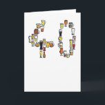 Cartão 40th birthday card, beer card<br><div class="desc">These greeting cards are inspired by my day dreams. I hope some of them suit your friends and family!
All the cards are my own designs,  mostly prints of my hand illustrations using bold colours and humour. The range is modern,  made in the UK and professionally created.</div>