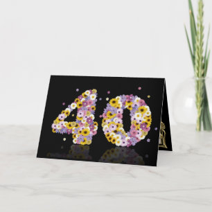 Cartão 40th birthday card with flowery letters