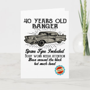 Cartão 40th Birthday Name & Date Vintage Retro Funny Gag