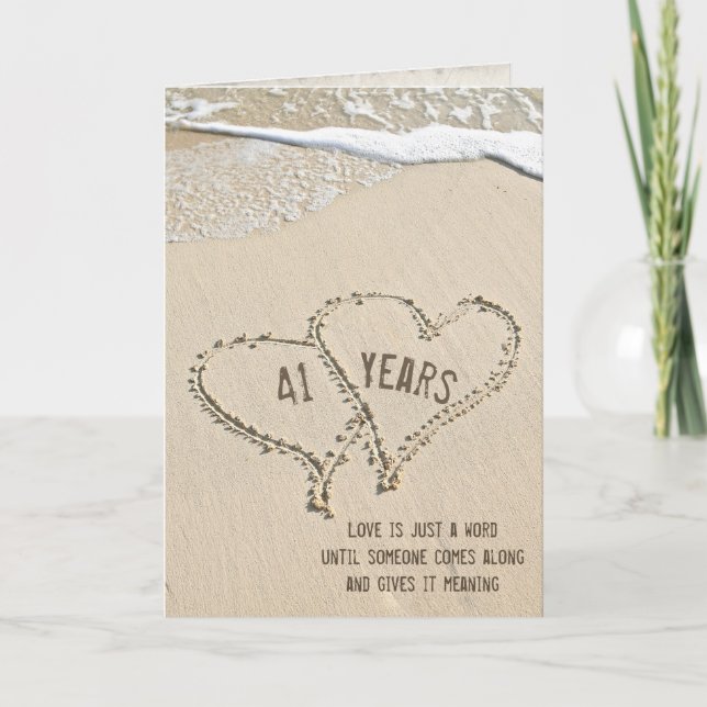 Cartão 41st Anniversary Beach Hearts Card (Frente)