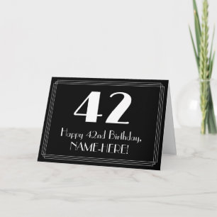Cartão 42º Aniversário ~ Arte Deco Inspirou "42", Nome