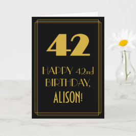 Cartão 42º Aniversário ~ Arte Deco Inspirou "42" & Nome