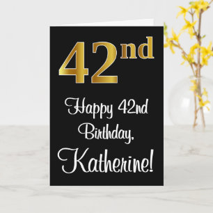 Cartão 42º Aniversário ~ Legant Luxurious Faux Dourado