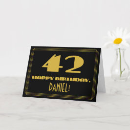 Cartão 42º Aniversário: Nome + Art Deco Inspiraram "42"
