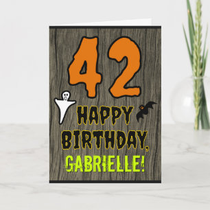 Cartão 42º Aniversário: Tema Assustador de Halloween, Nom