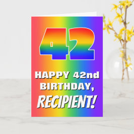 Cartão 42nd Birthday: Colorful, Fun Rainbow Pattern # 42