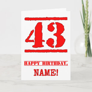 Cartão 43º Aniversário: Diversão, Carimbo de Borracha Ver
