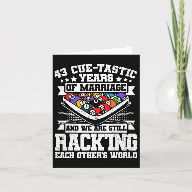 Cartão 43 Anos Piscina De Aniversário De Casamento Bilhar (Frente)