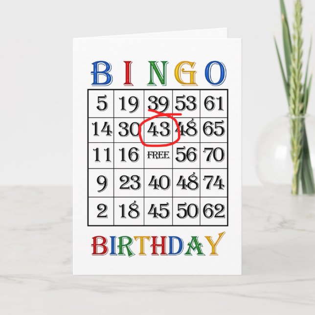 Cartão 43rd Birthday Bingo card (Frente)