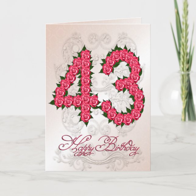 Cartão 43rd birthday card with roses and leaves (Frente)