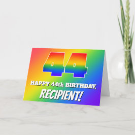 Cartão 44º Aniversário: Padrão Arco-íris Multicolorido #