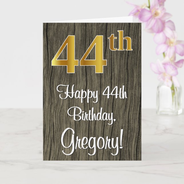 Cartão 44 Aniversário: Elegante Faux Dourado Look #, Faux (Orquídea)