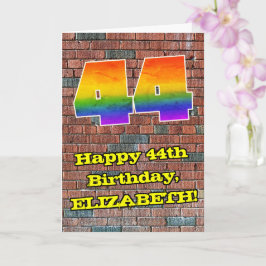 Cartão 44 de aniversário: Arco-Íris 44 inspirado no Grafi