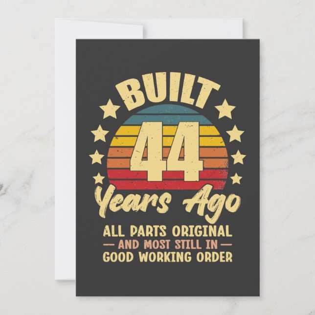 Cartão 44 Years Ago All Parts Original 44th Birthday  (Frente)