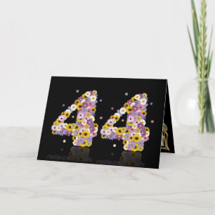Cartão 44th birthday card with flowery letters
