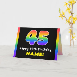 Cartão 45º Aniversário: Arco-íris Colorido # 45, Nome Per