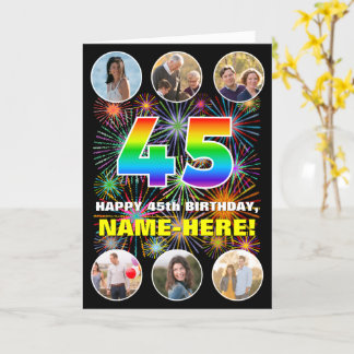 Cartão 45º aniversário: Divertido Rainbow #, Personalizad