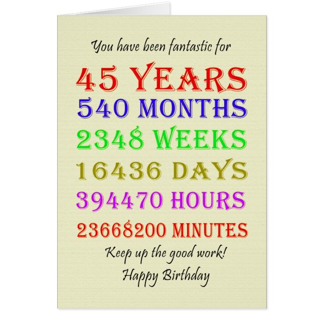 Cartão 45.º Aniversário — Marcos (Frente)