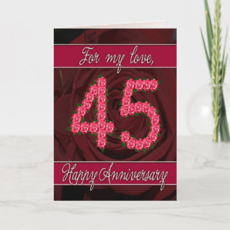 Cartão 45th anniversary card with roses and leaves