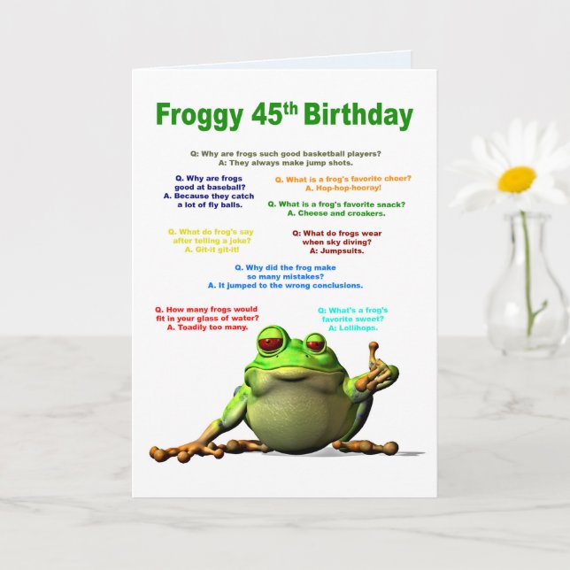Cartão 45th Birthday, Frog Jokes (Planta pequena)