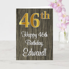 Cartão 46º aniversário: Elegante Faux Dourado Look #, Fau