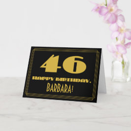 Cartão 46.º aniversário: Nome + Art Deco Inspiraram "46"