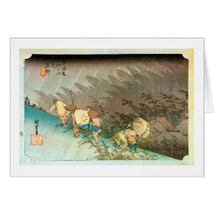 Cartão 46. 庄野宿, 広重 Shōno-juku, Hiroshige, Ukiy