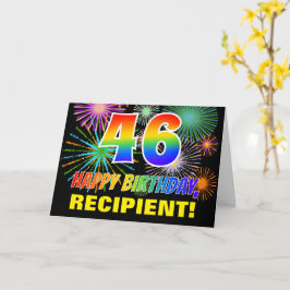 Cartão 46.o aniversário: Negrito, Divertido, Fireworks, R