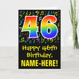 Cartão 46.o aniversário: Símbolos musicais coloridos + Ra