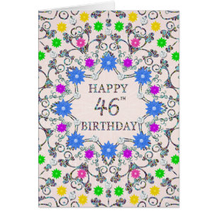 Cartão 46th Birthday Abstract Flowers