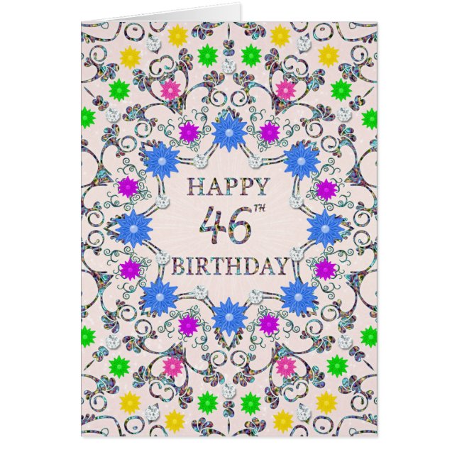 Cartão 46th Birthday Abstract Flowers  (Frente)