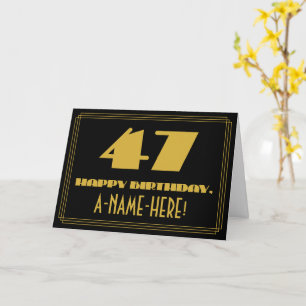 Cartão 47º Aniversário: Nome + Visual Inspirado no Art Dé