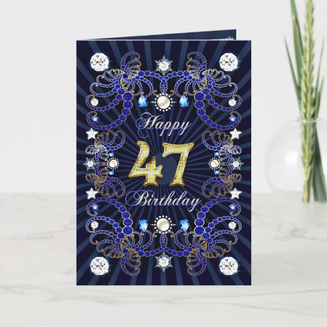 Cartão 47th birthday card with masses of jewels (Frente)