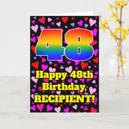 Cartão 48º aniversário: Padrão de coração adorável, arco-