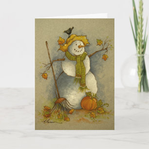 Cartão 4878 Harvest Snowman Birthday Card