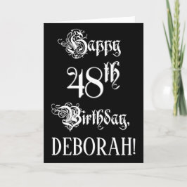 Cartão 48.o aniversário: Rico, Script Elegante + Nome Per