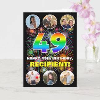 Cartão 49º aniversário: Divertido Rainbow #, Personalizad