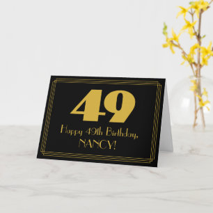Cartão 49.º aniversário: Art Deco Inspirou "49" & Nome