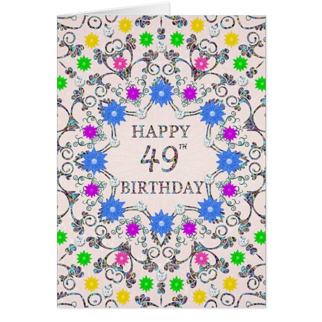 Cartão 49th Birthday Abstract Flowers  (Frente)