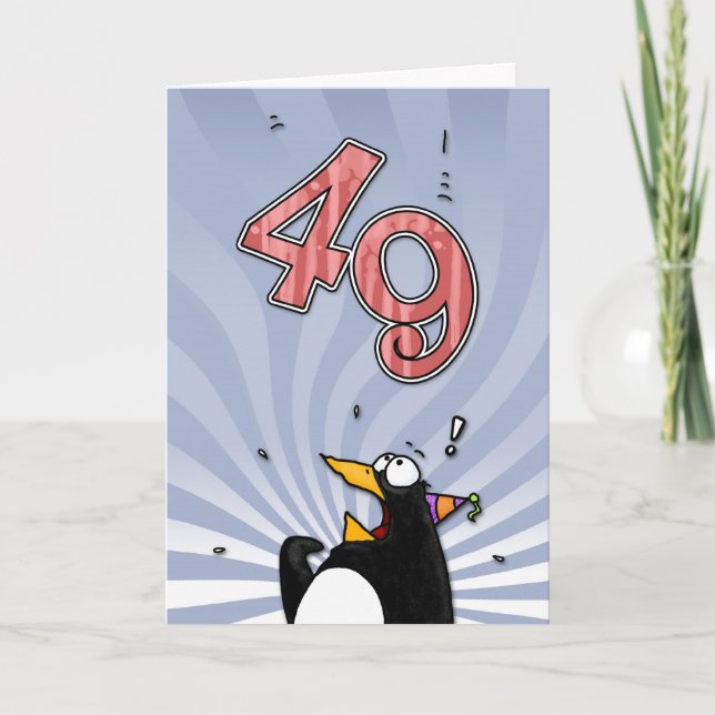 Cartão 49th Birthday - Penguin Surprise Card (Frente)