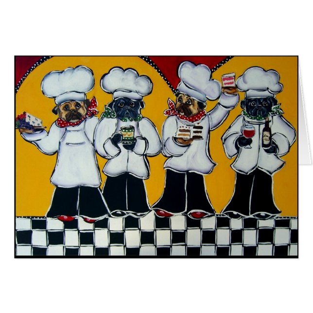 Cartão 4 Chef Pugs (Frente Horizontal)