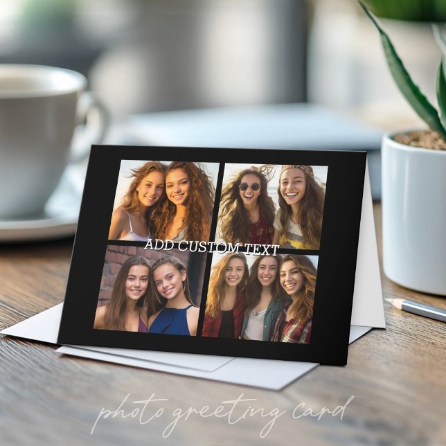 Cartão 4 Colagem de Fotos - Com Área para Texto (Custom Photo Folded Greeting Card)